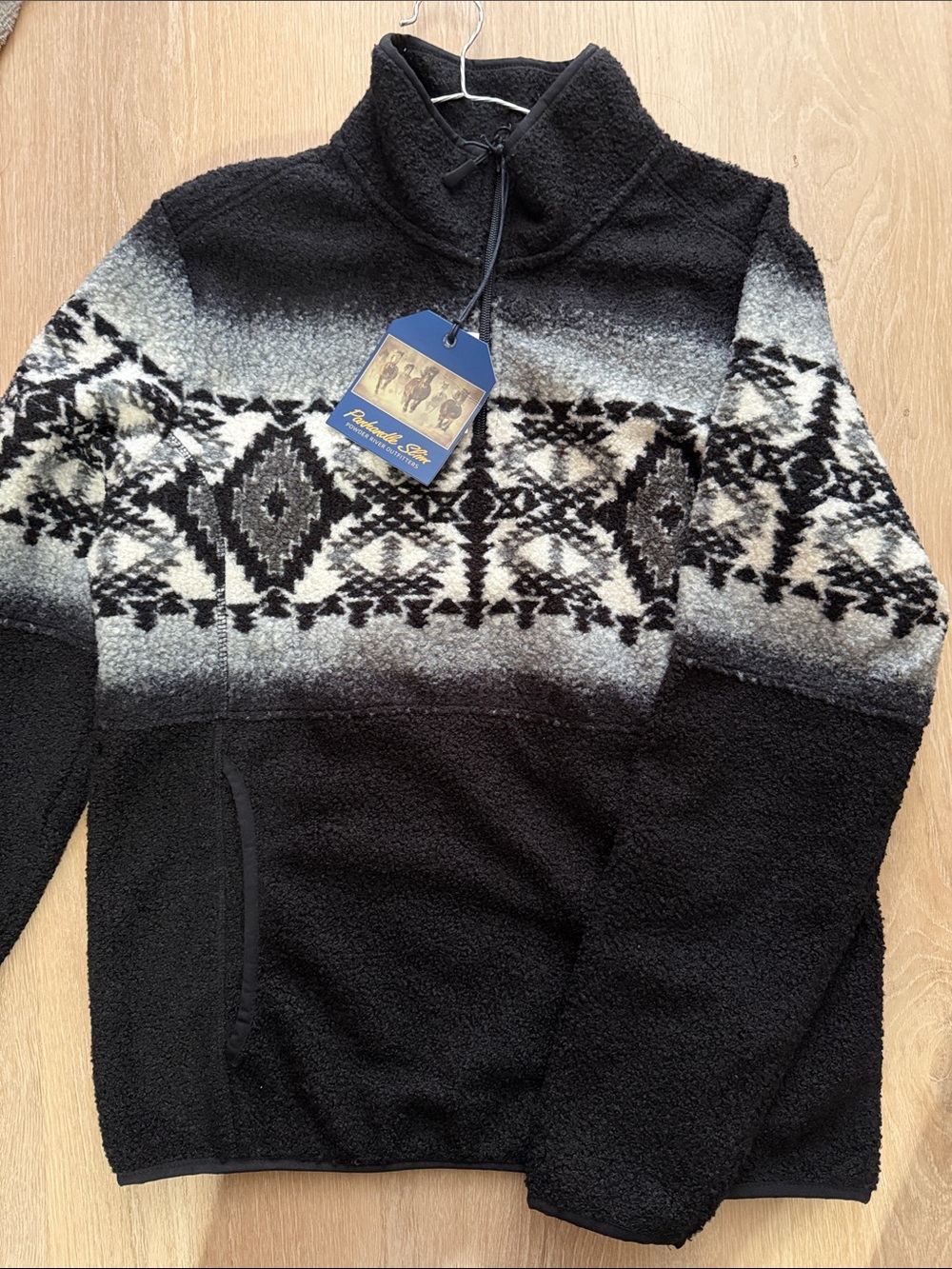 ❄️❄️Panhandle Slim Black & White Patterned Zip-Up Sherpa Pullover